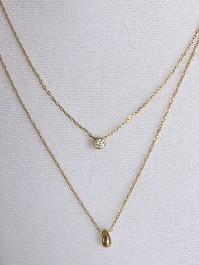 Gold Layered Teardrop & CZ Pendant Necklace, 14k Over Silver, Adjustable